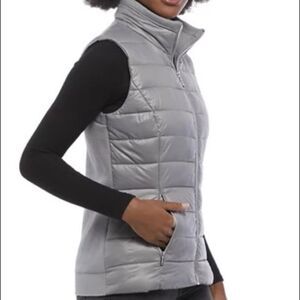 NEW Calvin Klein Silvery Grey Knit Back Puffer Vest size XS